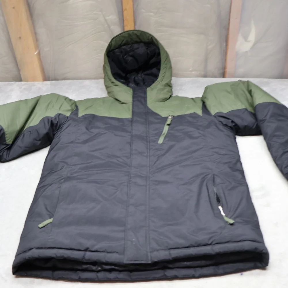 Columbia Jacket Boys Large 18/20‎ Black Insulated Hooded Wind Rain Puff Outdoor
